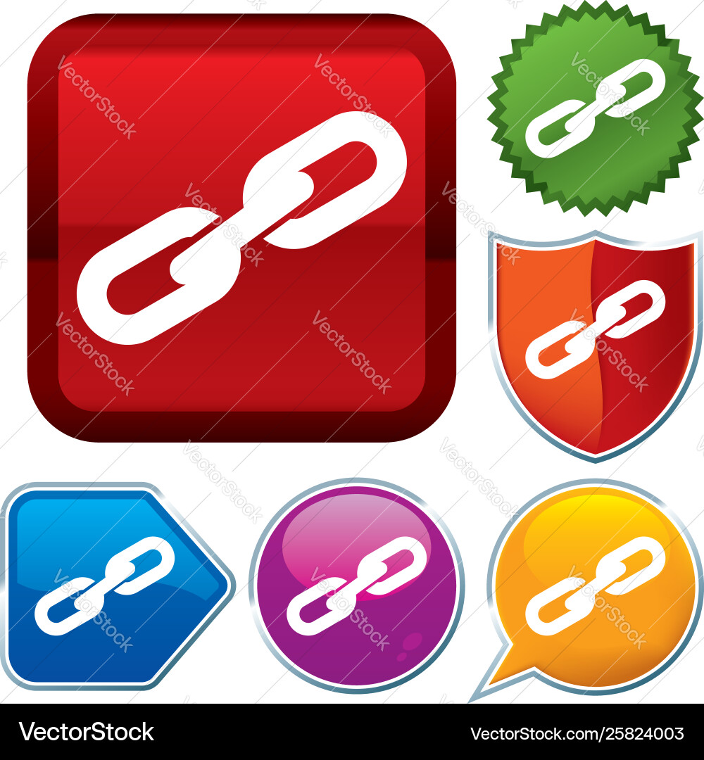 Set shiny icon series on buttons link Vector Image