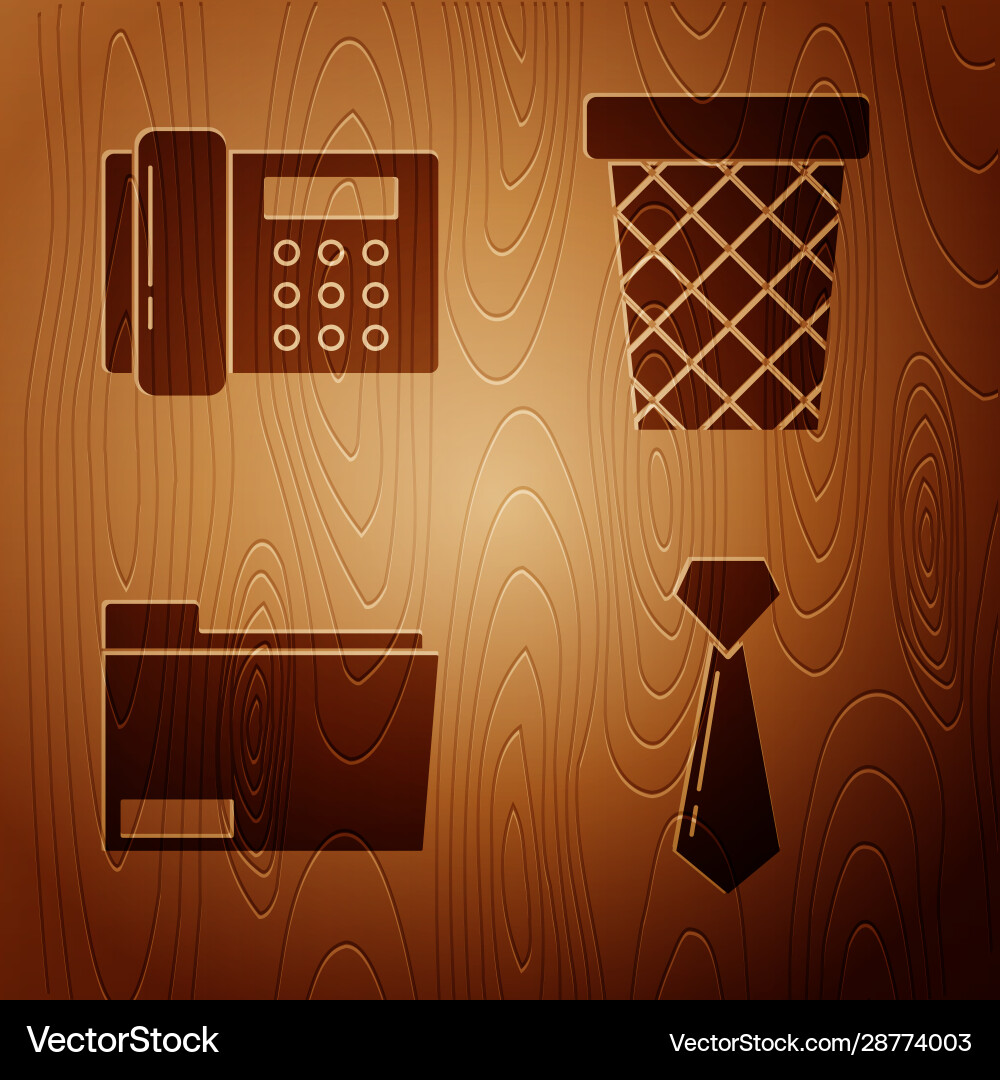 Set tie telephone document folder and trash can Set tie telephone document folder and trash can vector image