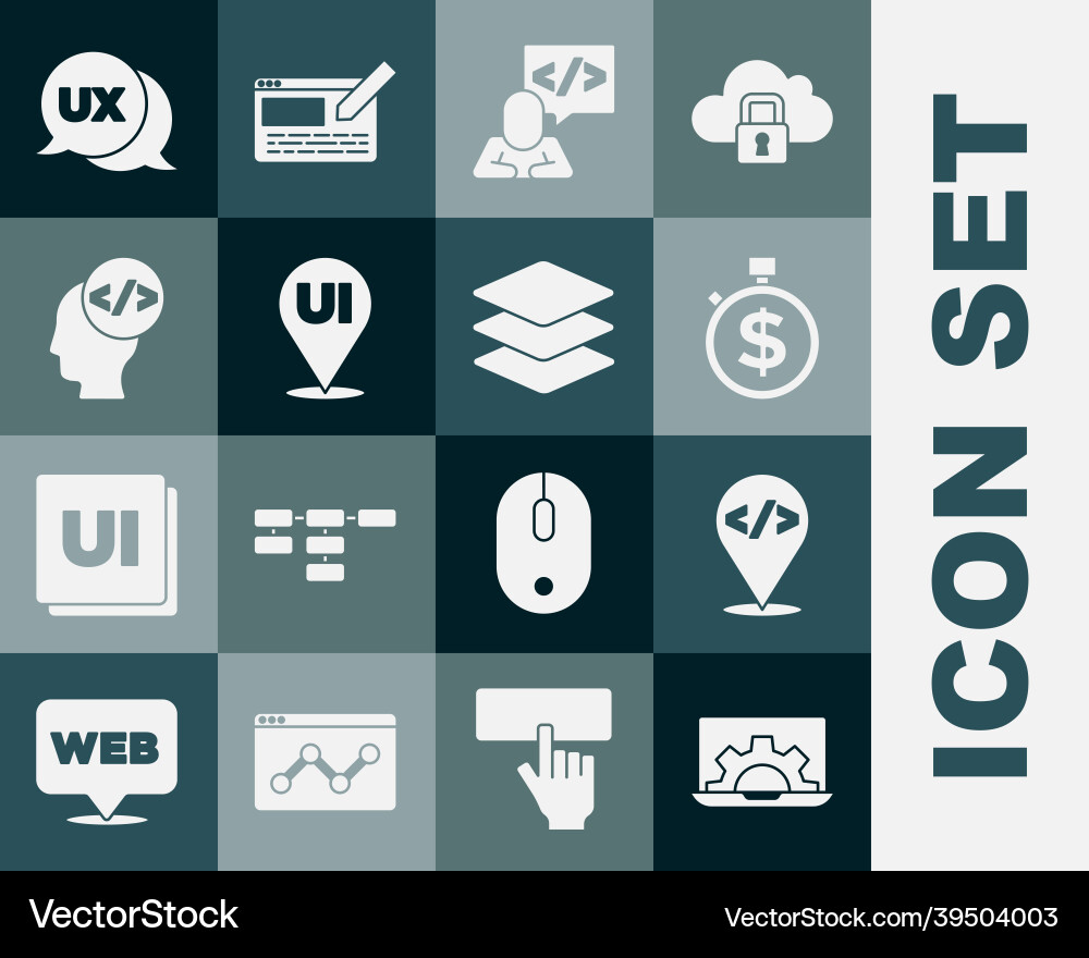 Set web development front end time is money ui Set web development front end time is money ui vector image