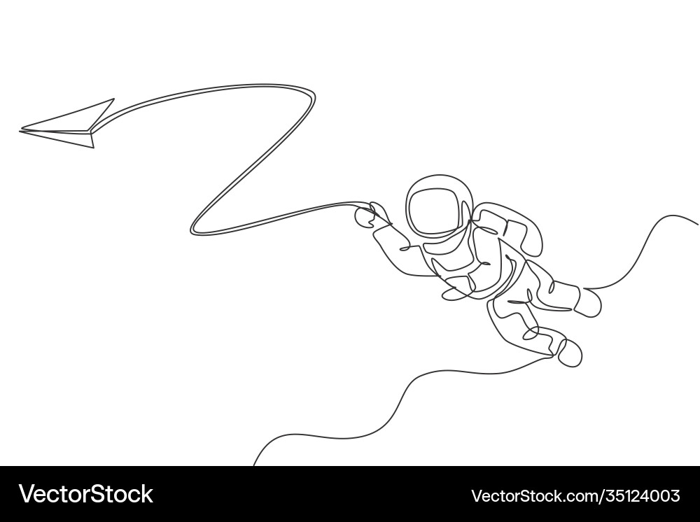 Single Line Astronaut Exploring Space vector image