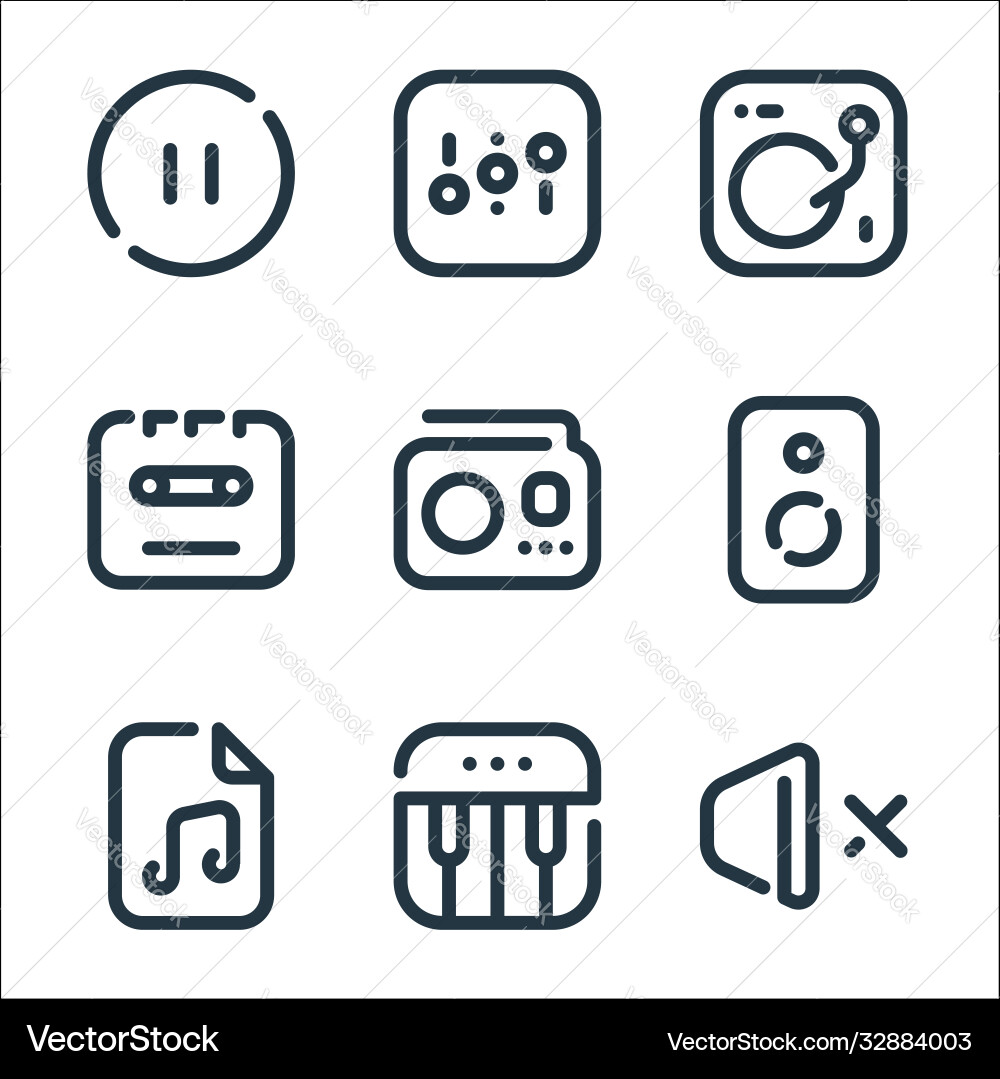 Sound line icons linear set quality Sound line icons linear set quality vector image