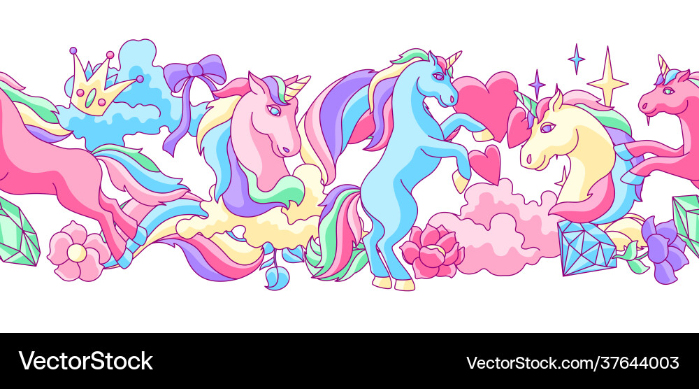 Unicorn Fantasy Seamless Pattern vector image