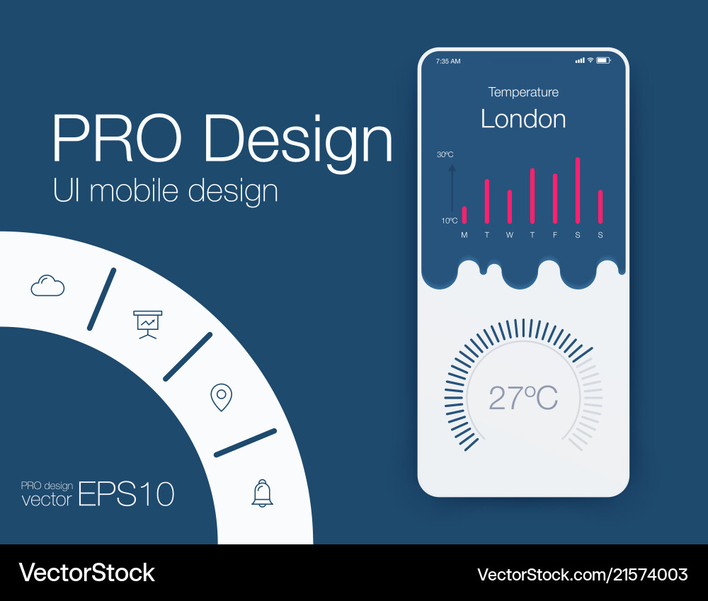 Weather ui material design stock Weather ui material design stock vector image