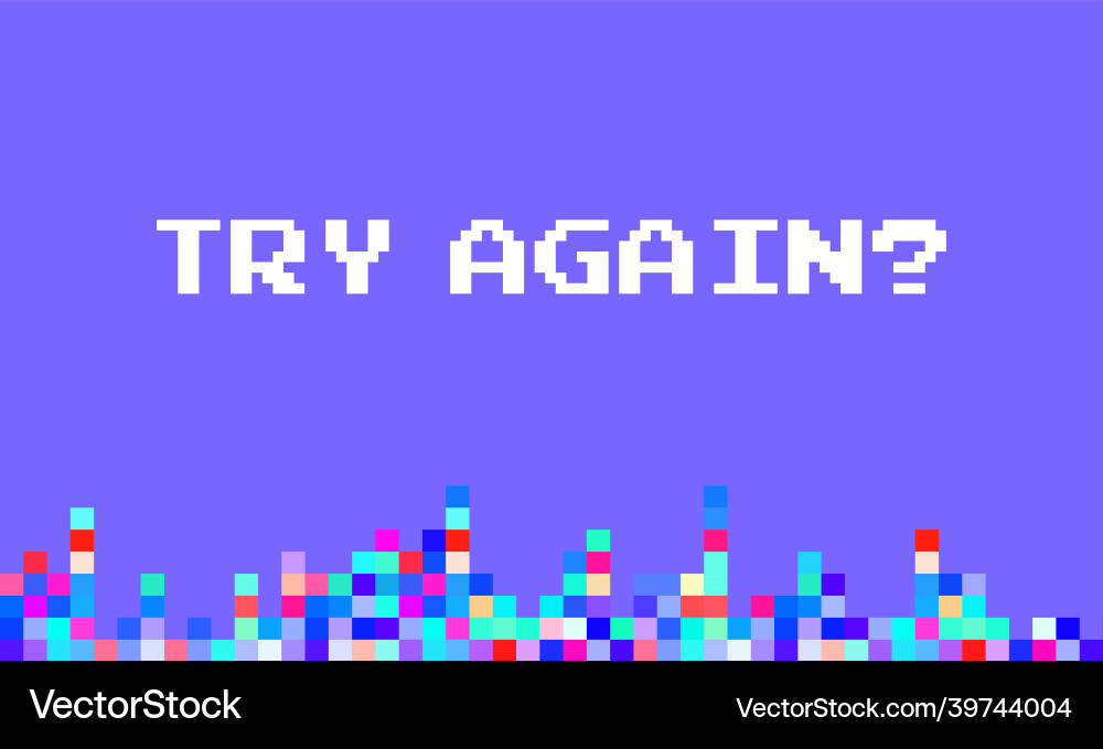 8-bit style design of try again message 8-bit style design of try again message vector image