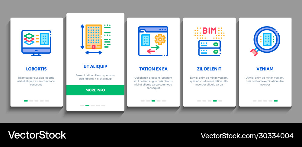 Bim building information modeling onboarding Bim building information modeling onboarding vector image