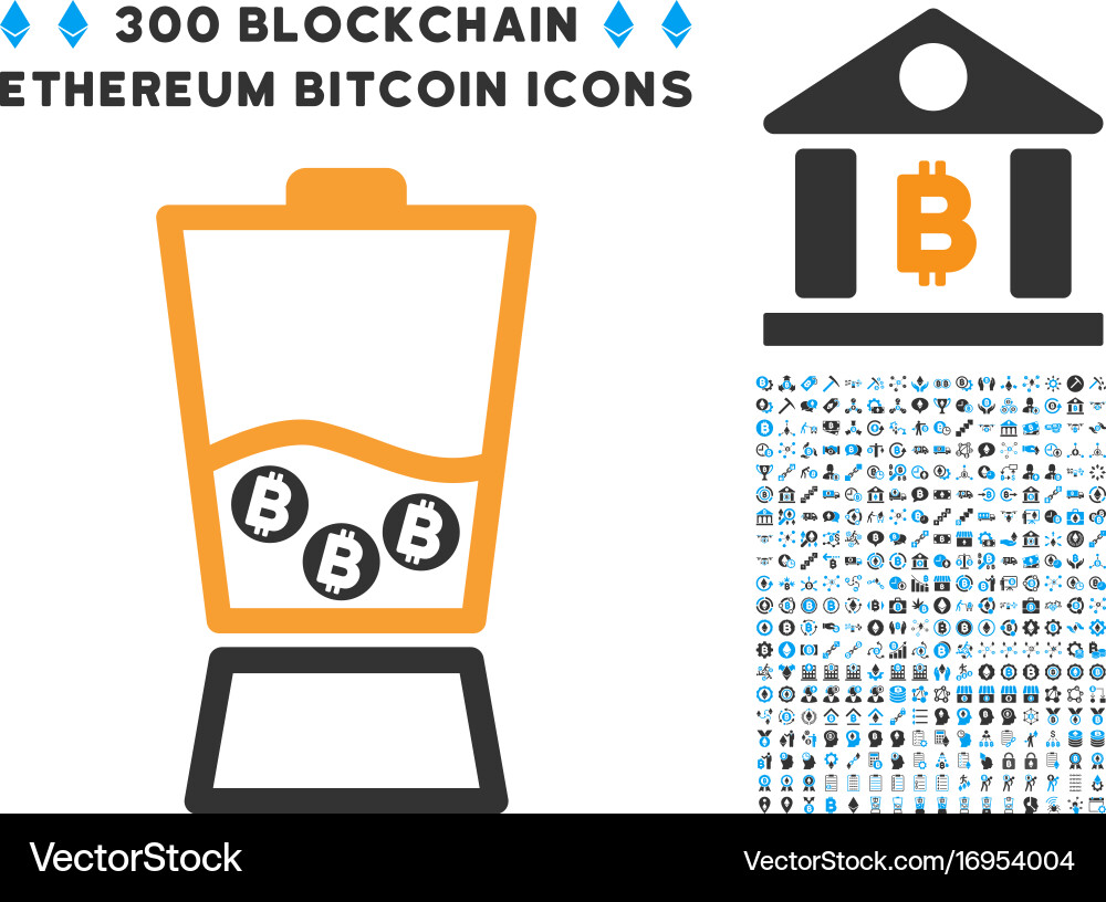 Bitcoin blender flat icon with set vector image
