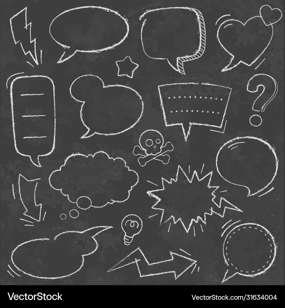 Chalkboard comic speech bubbles vector image