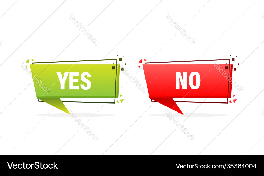 Check mark button with yes and no flat simple vector image