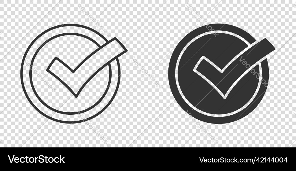 Check mark sign icon in flat style confirm button Vector Image