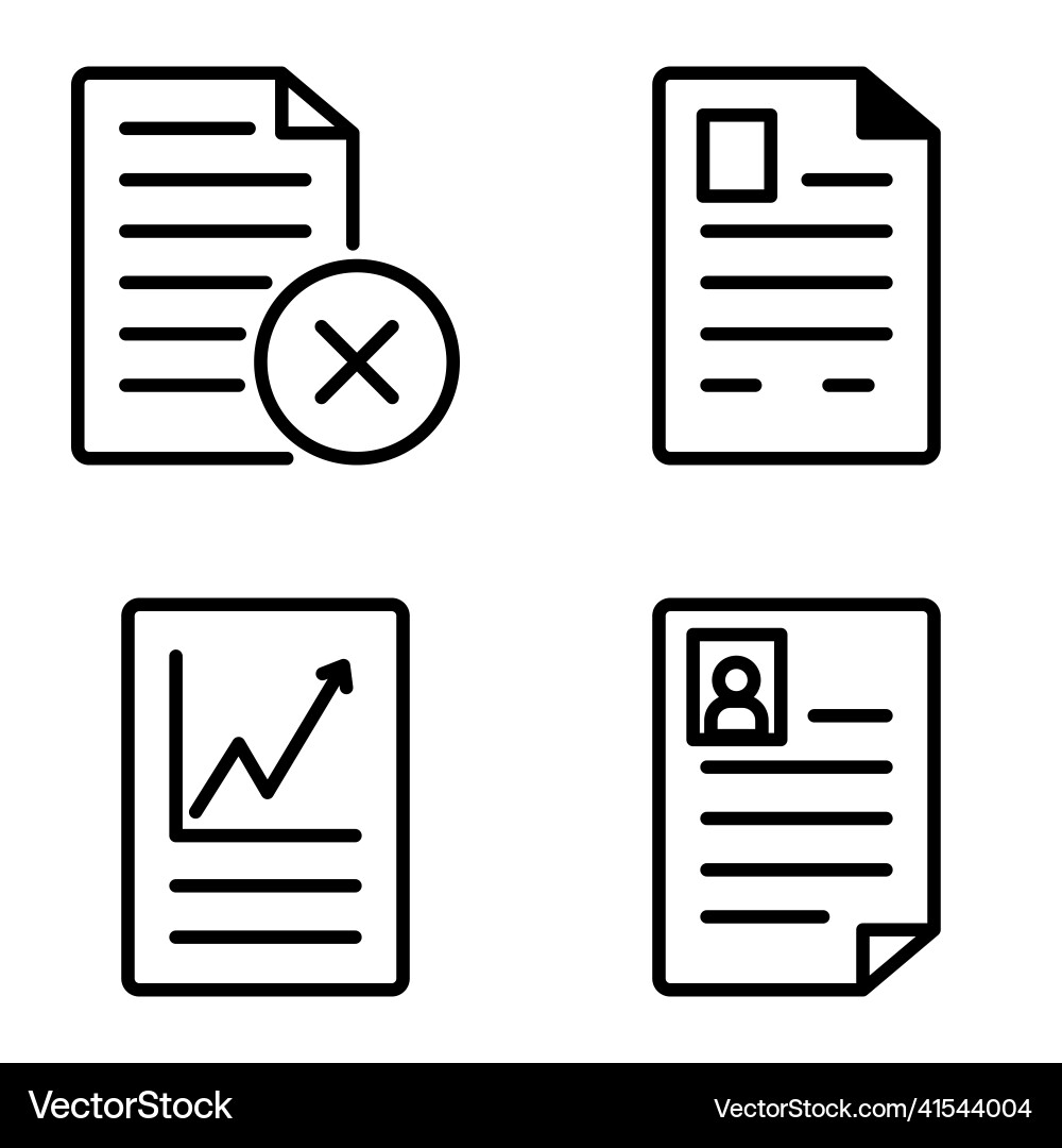 Docs1-2 flat icon set isolated on white background Vector Image