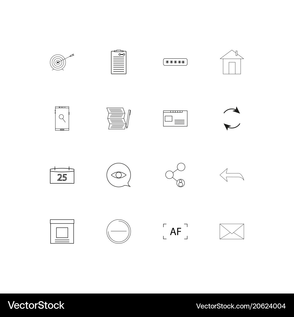Interface simple linear icons set outlined vector image