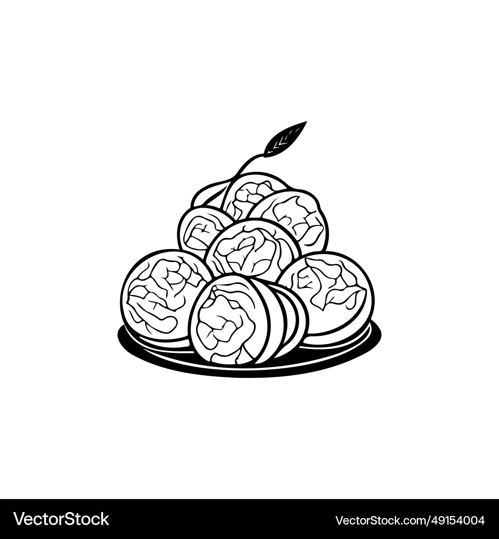 Laddu icon hand draw black colour diwali logo Laddu icon hand draw black colour diwali logo vector image