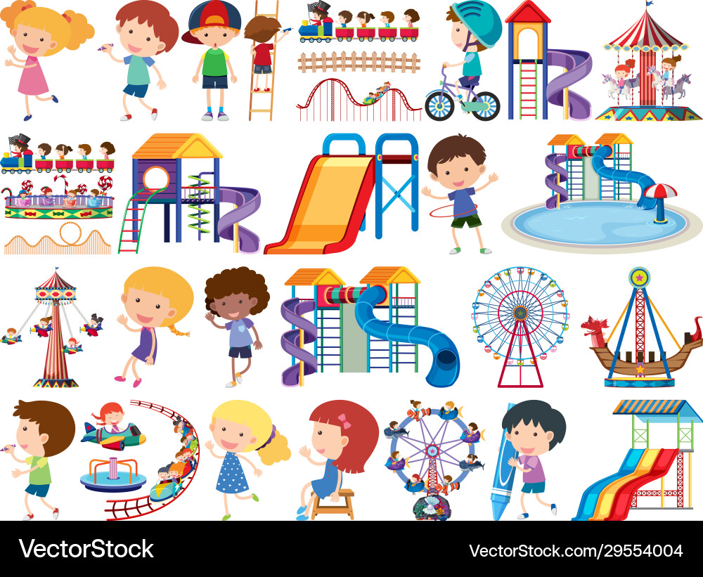Large set isolated objects kids and circus Large set isolated objects kids and circus vector image