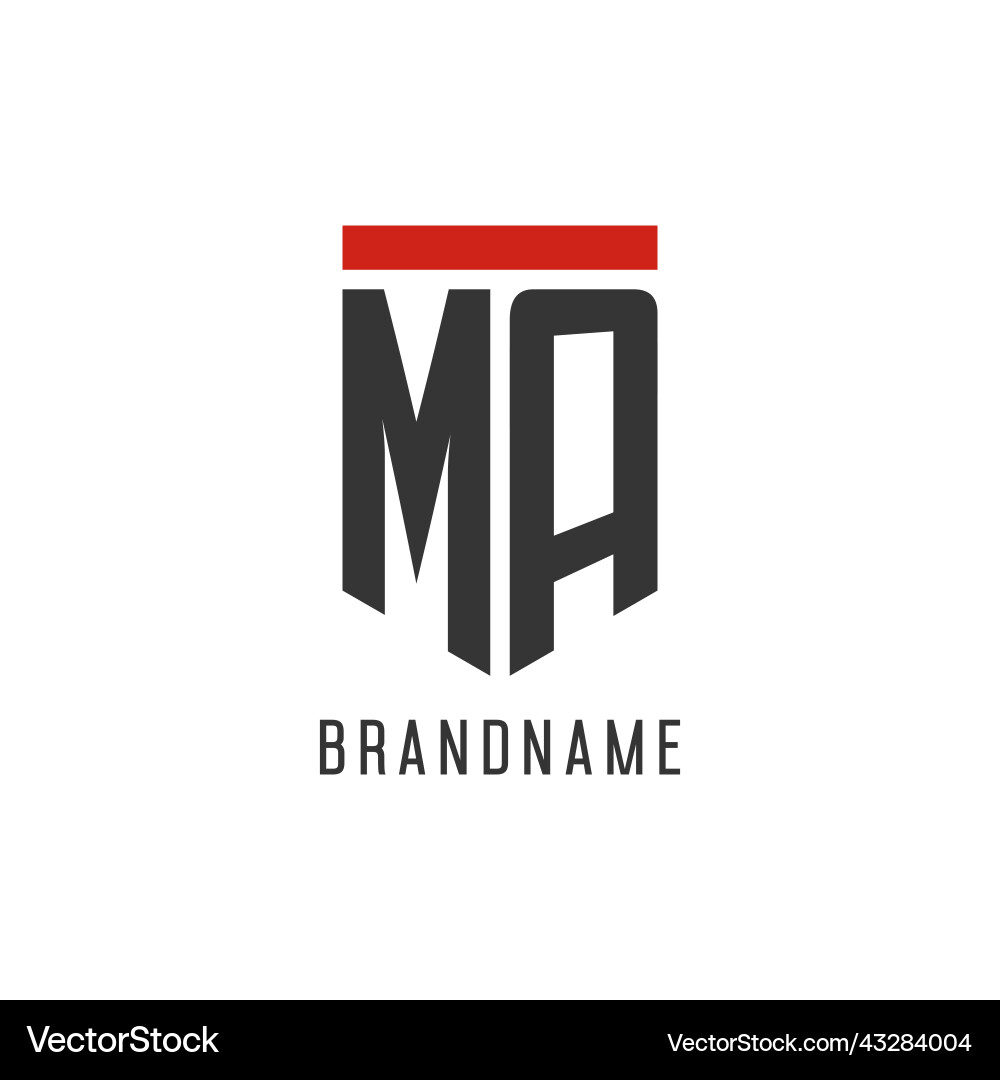Ma initial esport logo with simple shield design Ma initial esport logo with simple shield design vector image