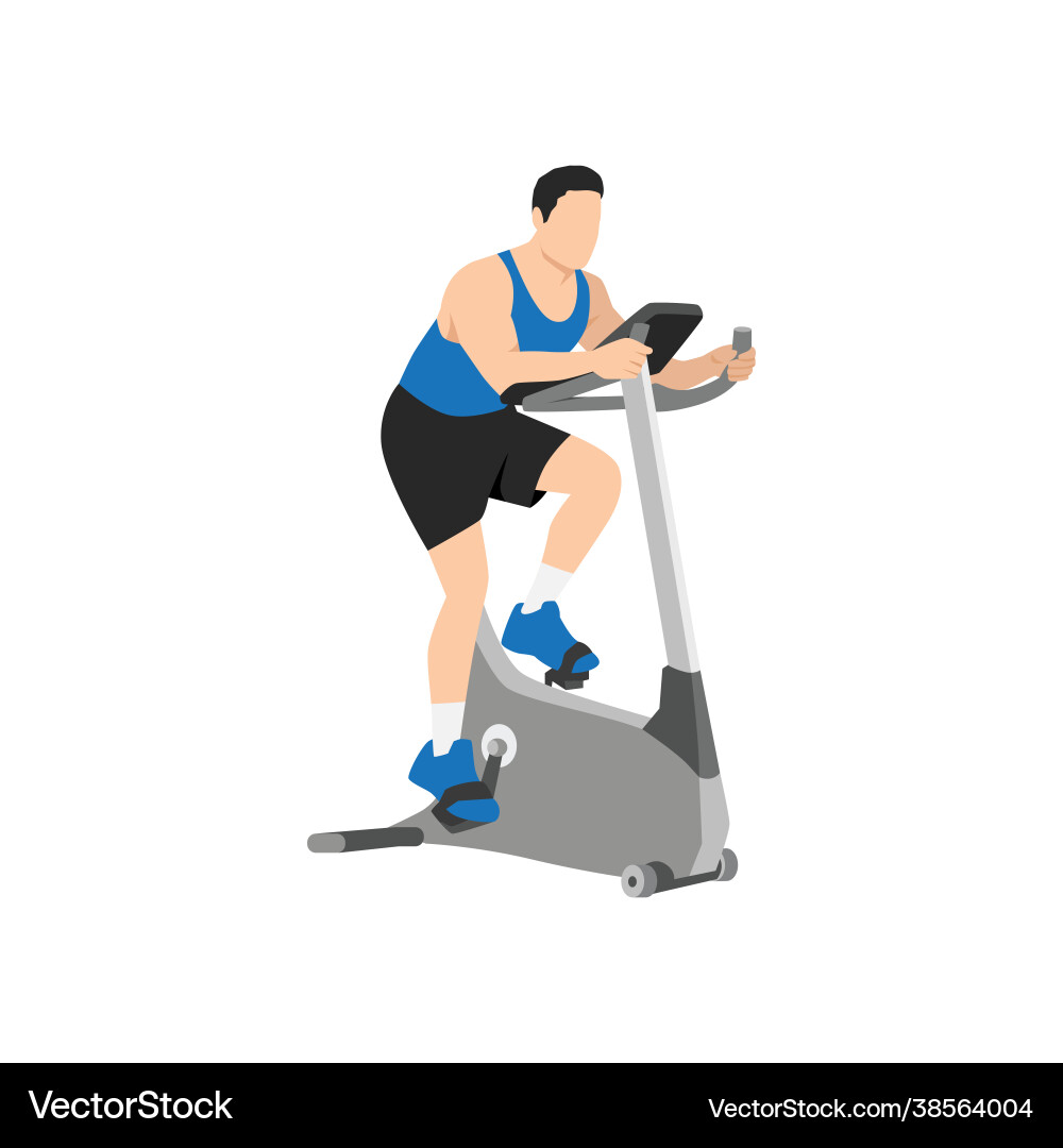 Man doing cardio stationary bike spinning exerci Man doing cardio stationary bike spinning exerci vector image