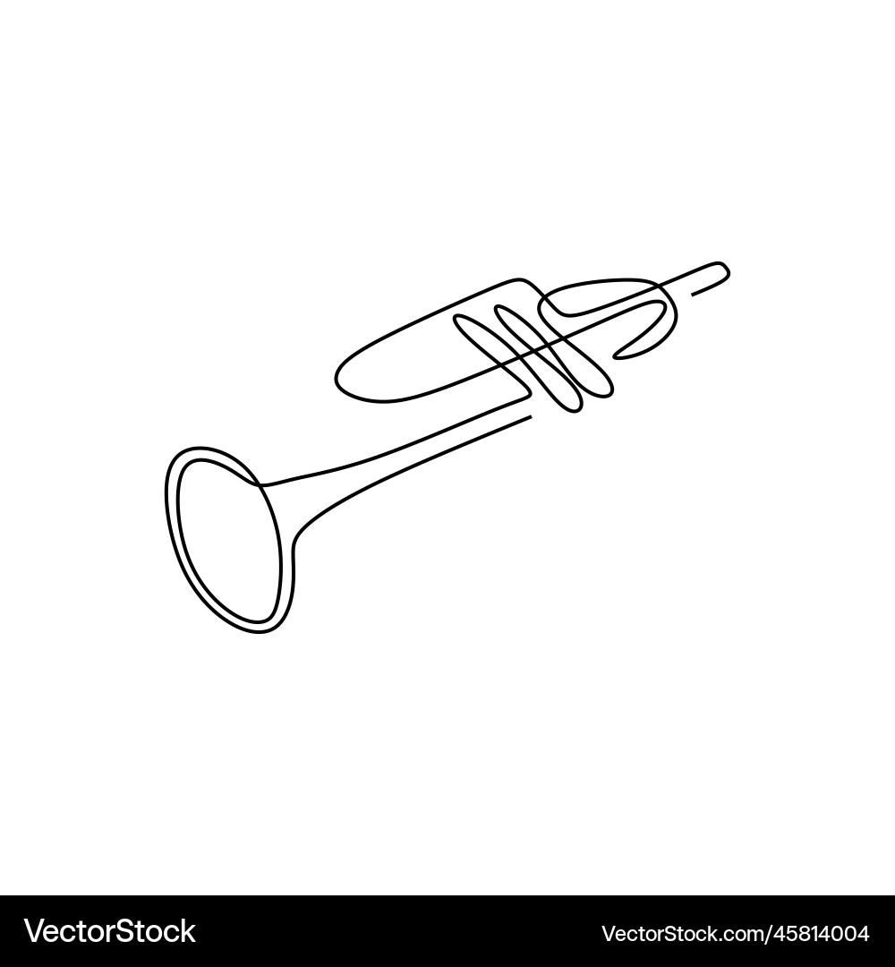 One continuous line drawing trumpet music One continuous line drawing trumpet music vector image