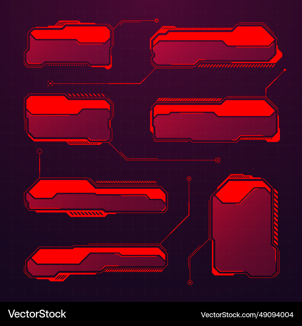 Red futuristic hud or ui elements sci-fi user Vector Image