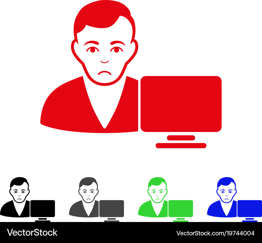 Sad computer user icon Vector Image