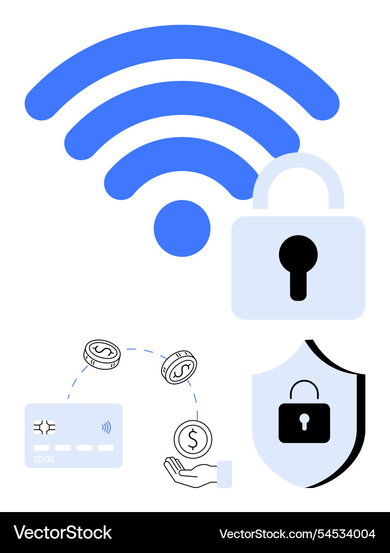 Secure wireless and financial transactions Secure wireless and financial transactions vector image