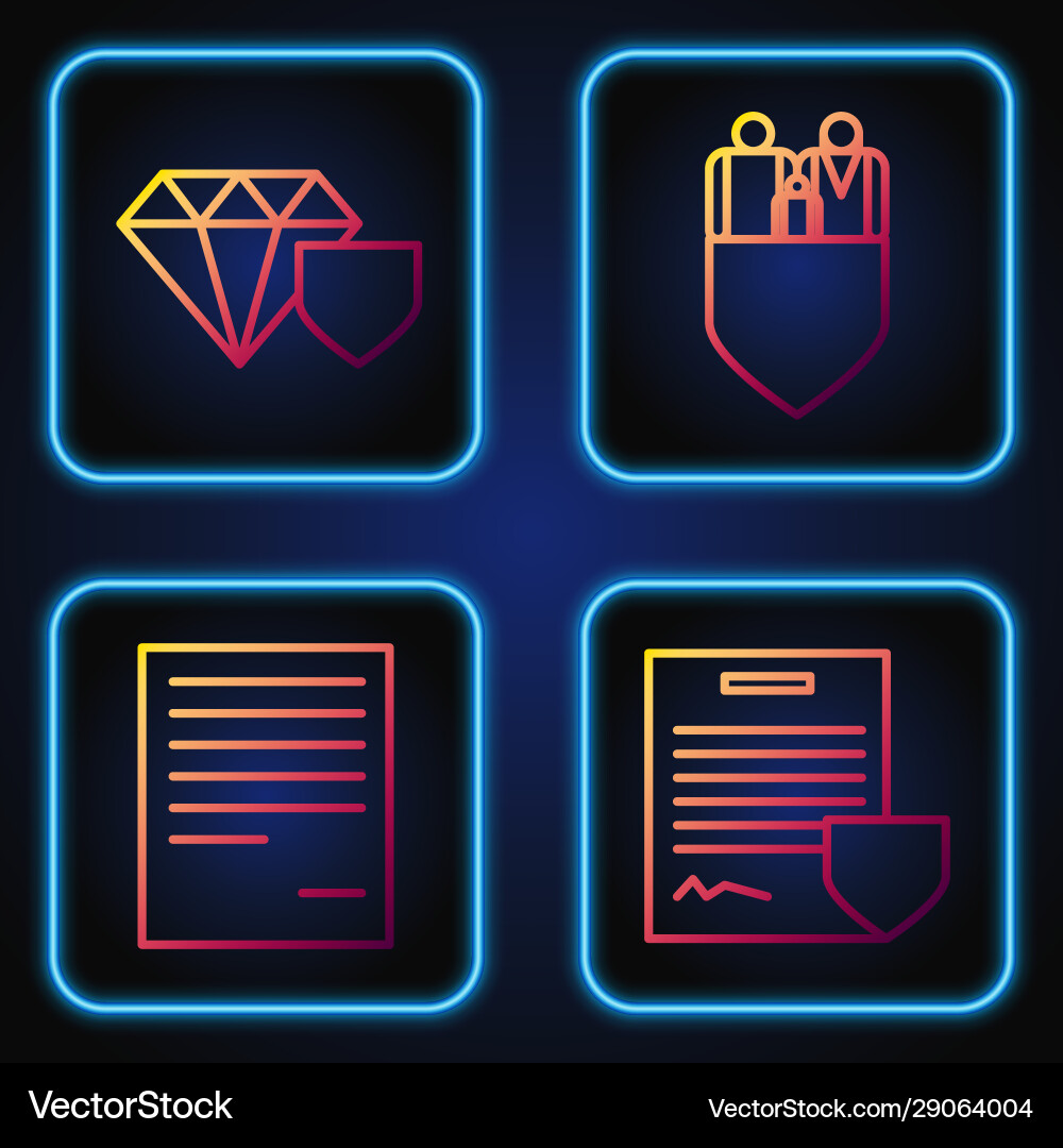 Set line contract with shield document diamond vector image