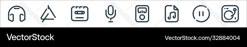 Sound line icons linear set quality Sound line icons linear set quality vector image