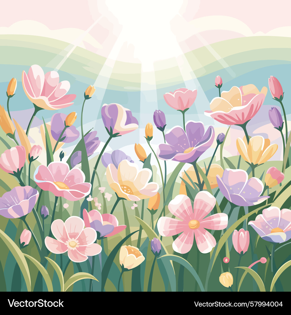 Spring Flowers Background Vector Image