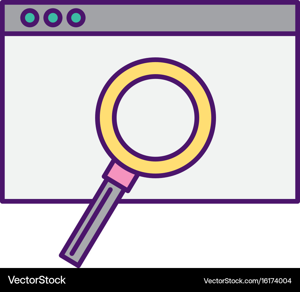 Template computer with magnifying glass vector image