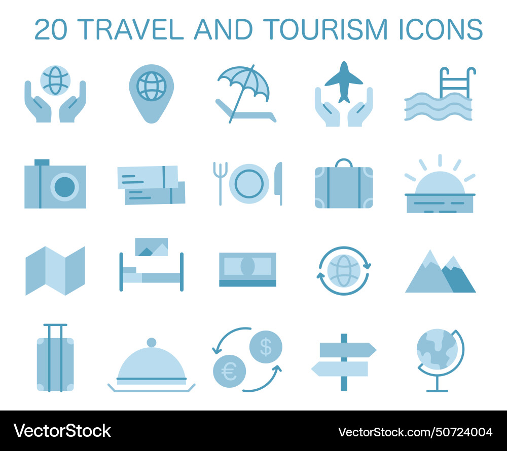 Tourism icons set simple symbols for traveling Vector Image