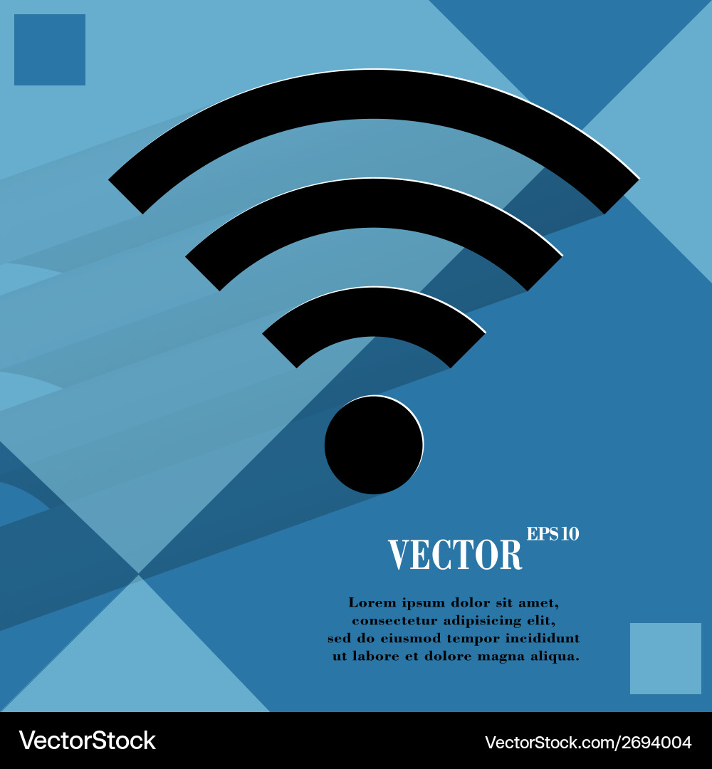 Wi-fi flat modern web button with long shadow vector image