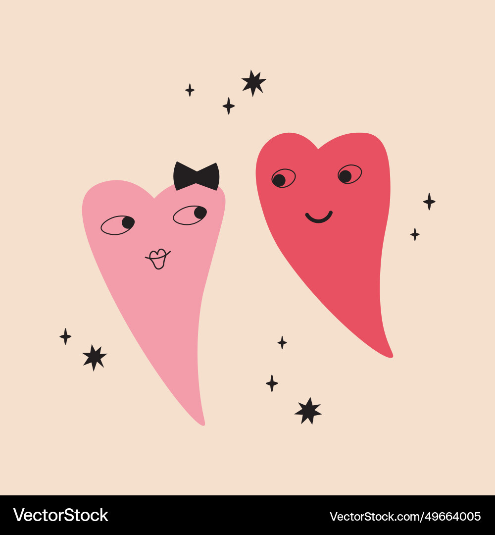 Abstract characters in form heart romanti date Vector Image