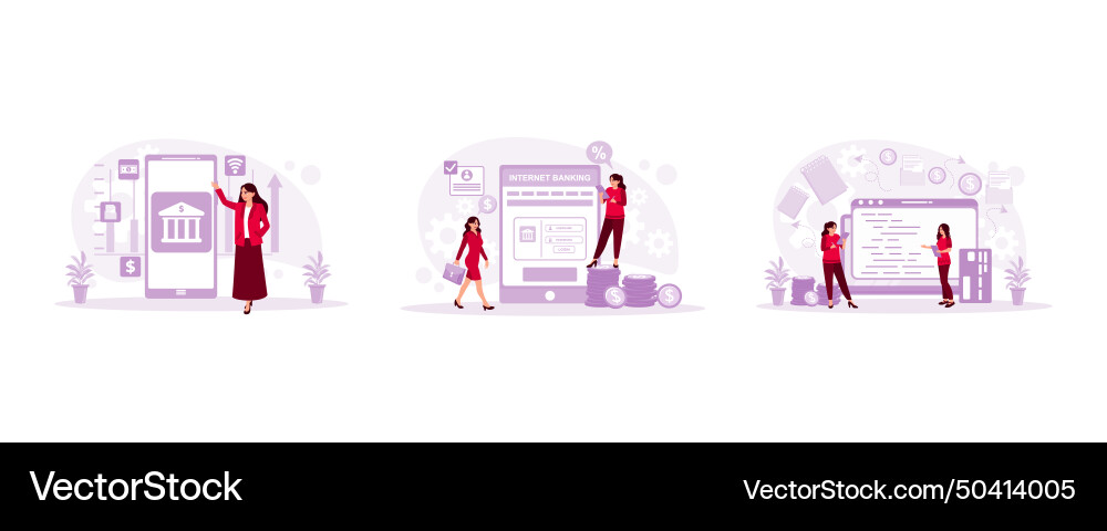 Banking service application on smartphone using Vector Image