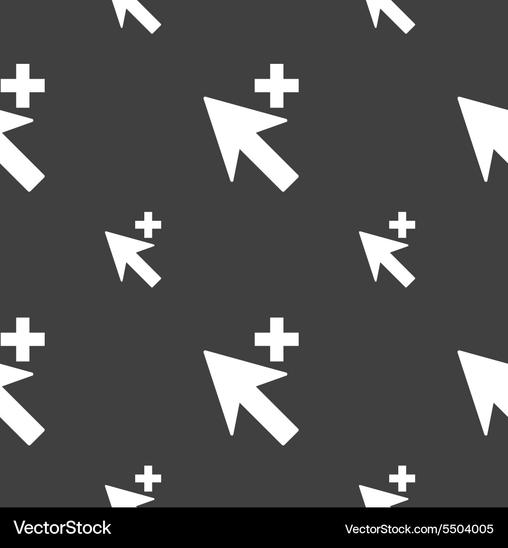 Cursor arrow plus add icon sign seamless pattern vector image