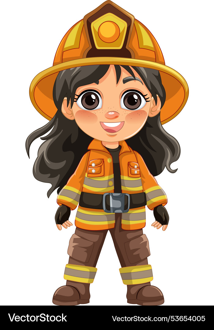 Ein junges Mädchen Feuerwehrmann Ein junges Mädchen Feuerwehrmann vektorbild