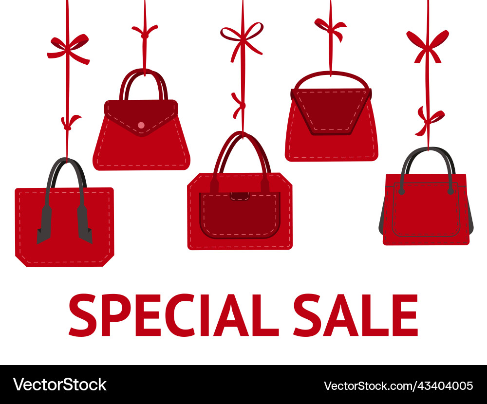 Fashion handbag sale red christmas bag hanging Fashion handbag sale red christmas bag hanging vector image