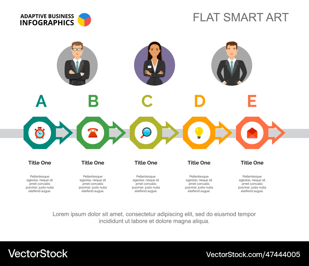 Five stages teamwork chart slide template Five stages teamwork chart slide template vector image