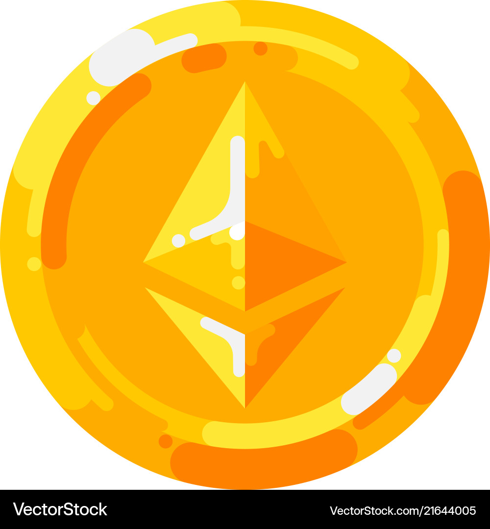 Golden ethereum coin crypto currency blockchain Golden ethereum coin crypto currency blockchain Vector Image