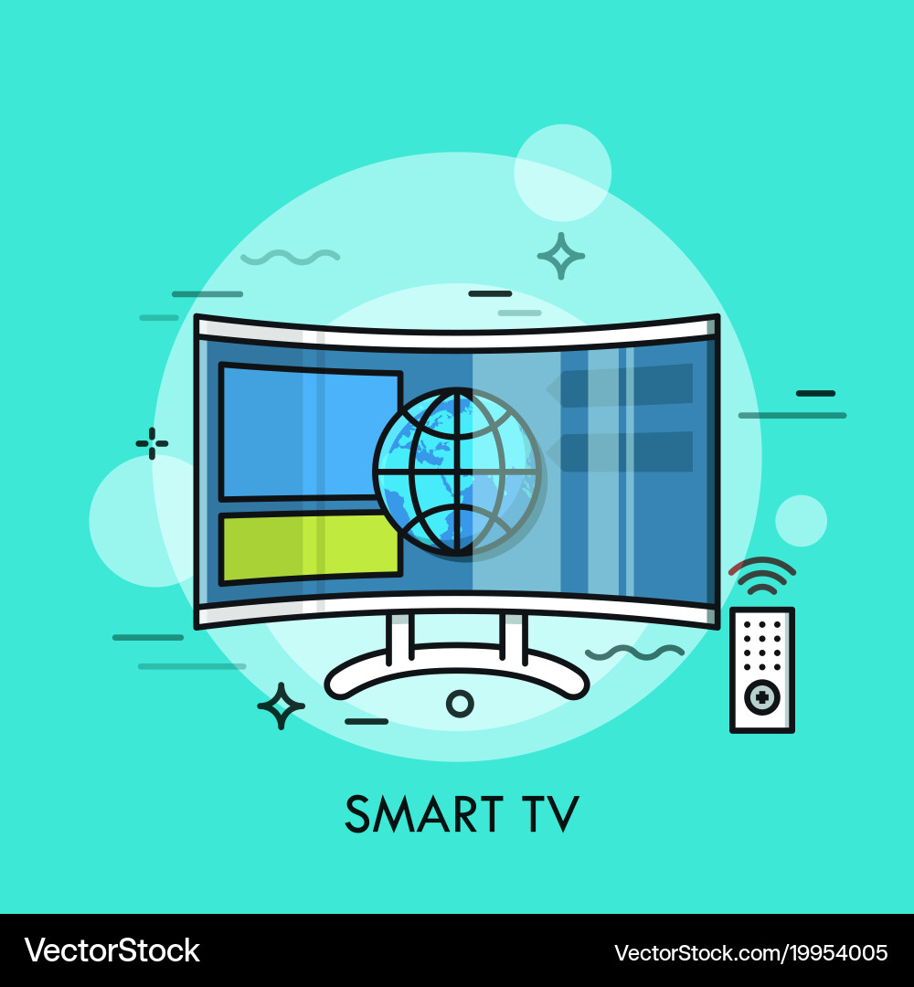 Hybrid or smart tv displaying content from website vector image