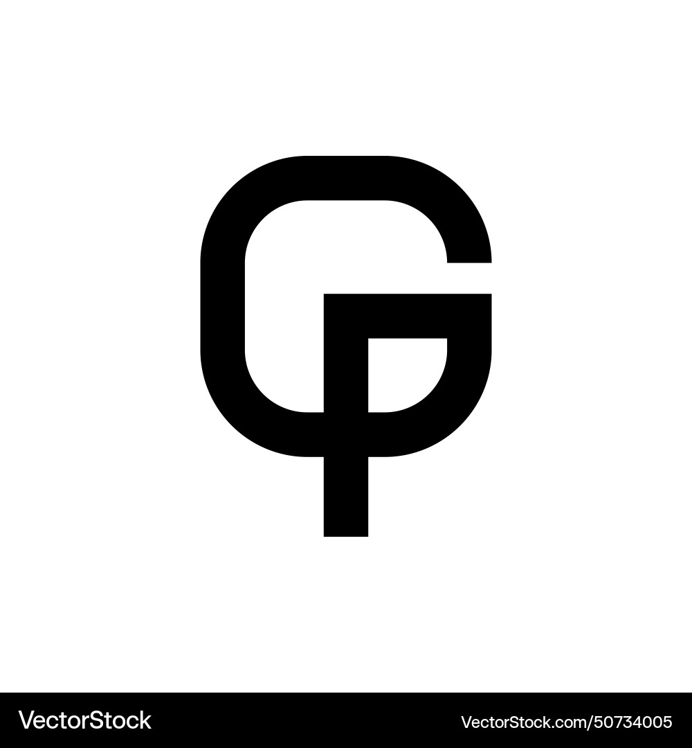 Letter cp with rectangular unique modern shape Letter cp with rectangular unique modern shape Vector Image