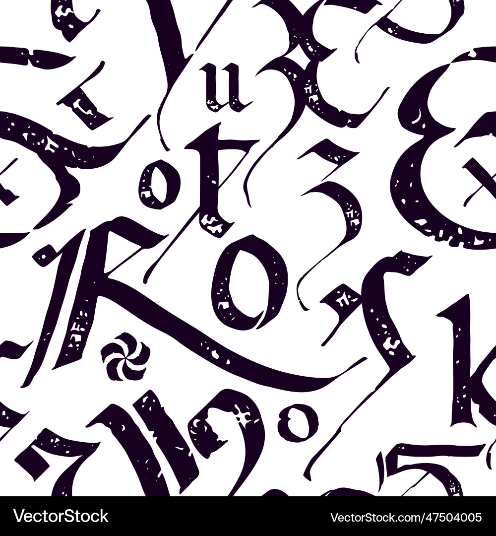Medieval seamless pattern of calligraphic letters Medieval seamless pattern of calligraphic letters vector image