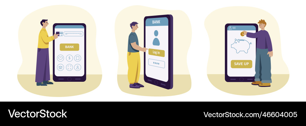 Mobile banking app user interface color set 2d vector image