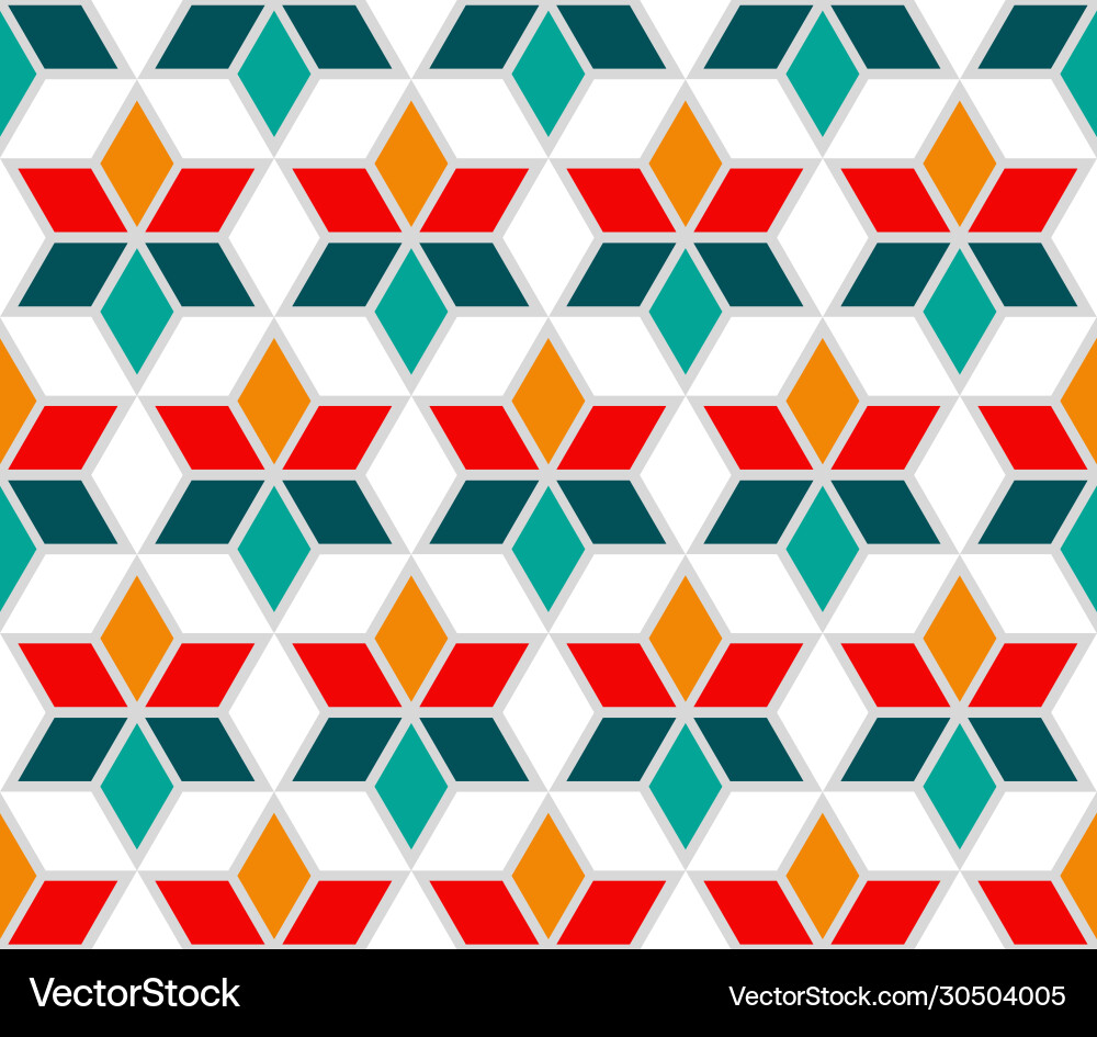 Multicolored rhombuses seamless pattern in retro Multicolored rhombuses seamless pattern in retro Vector Image