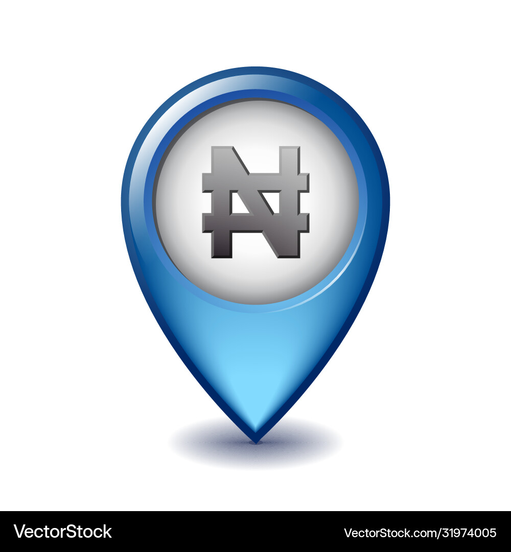 Naira Currency Map Pointer Icon vector image