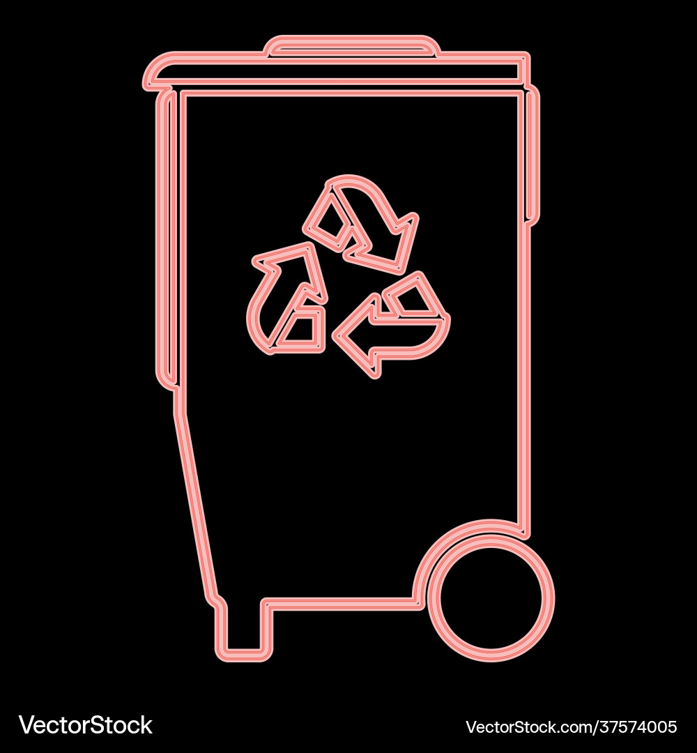 Neon refuse bin with arrows utilization red vector image