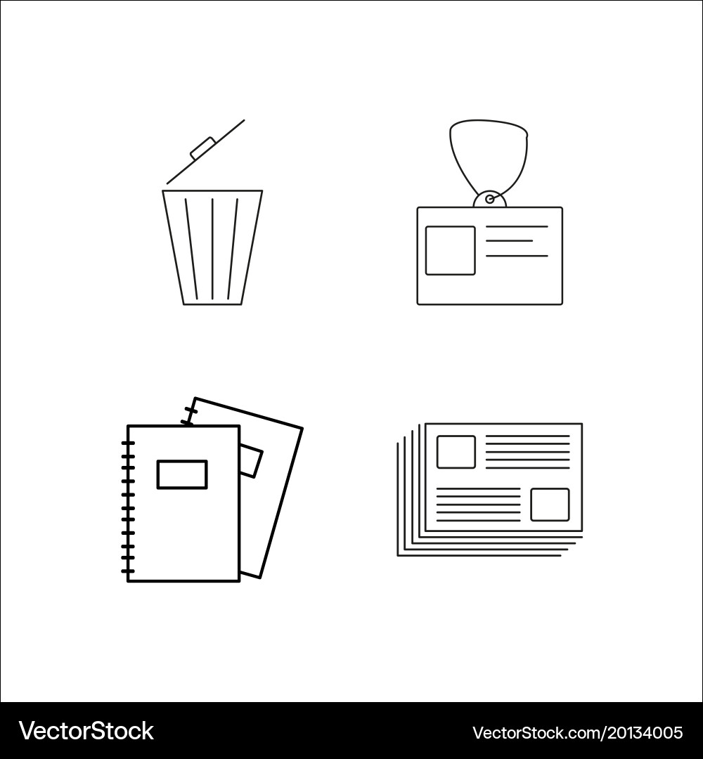 Office simple linear icon setsimple outline icons vector image