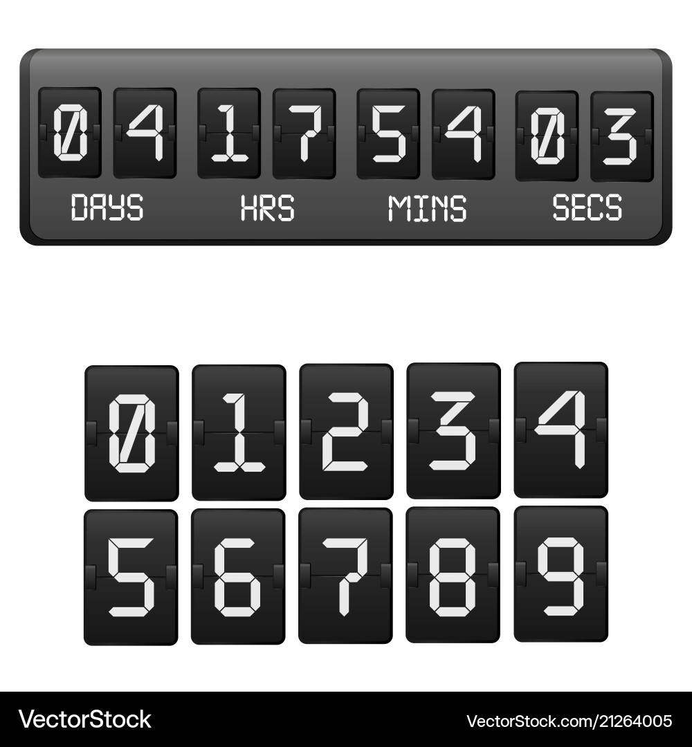 Realistic 3D Black Countdown Timer Display vector image