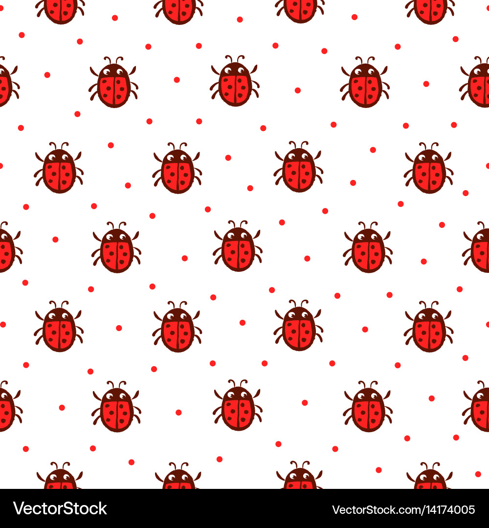 Red Ladybug Seamless Pattern vector image