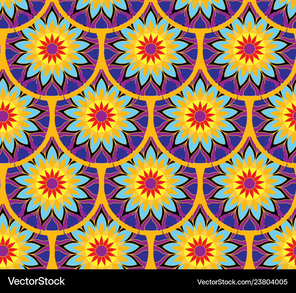 Seamless repeating pattern of mandalas Seamless repeating pattern of mandalas Vector Image