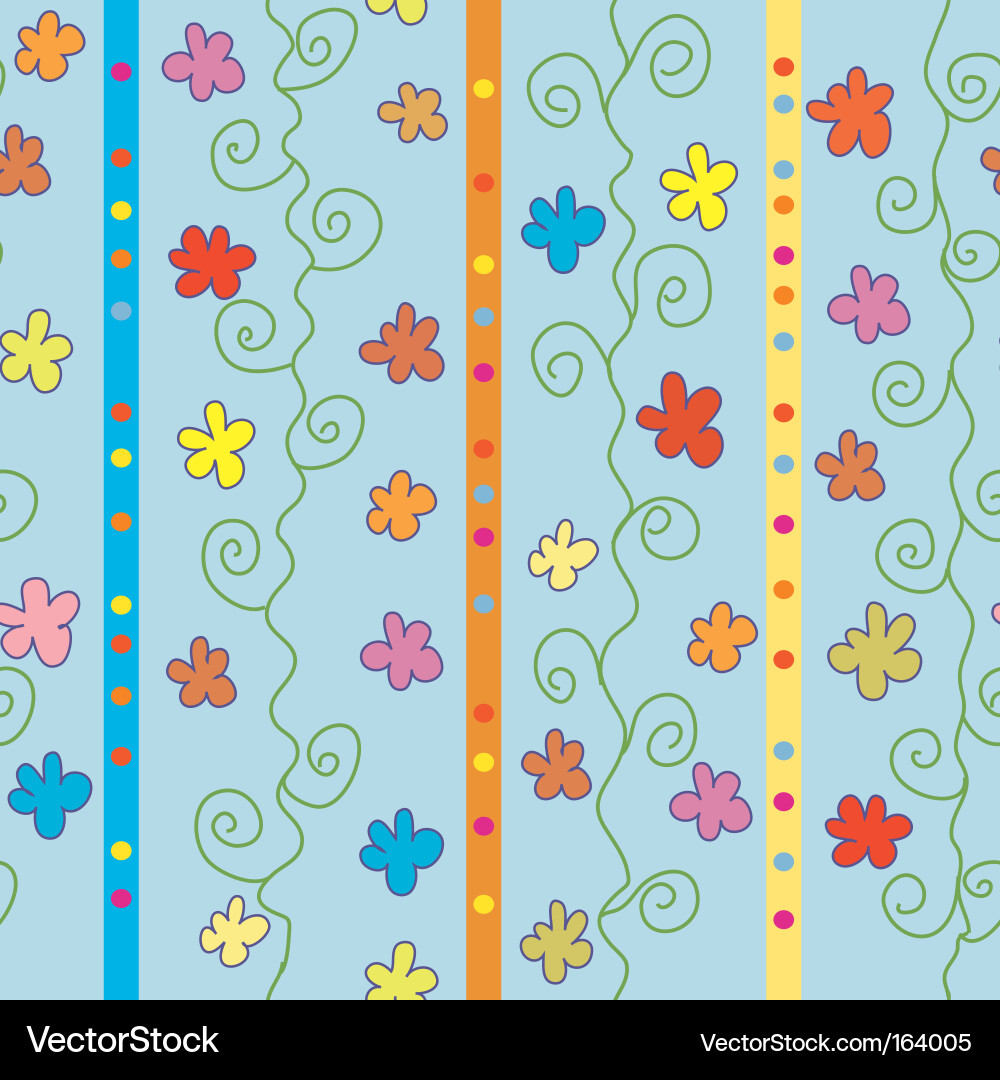 Seamless striped pattern with flowers Vector Image