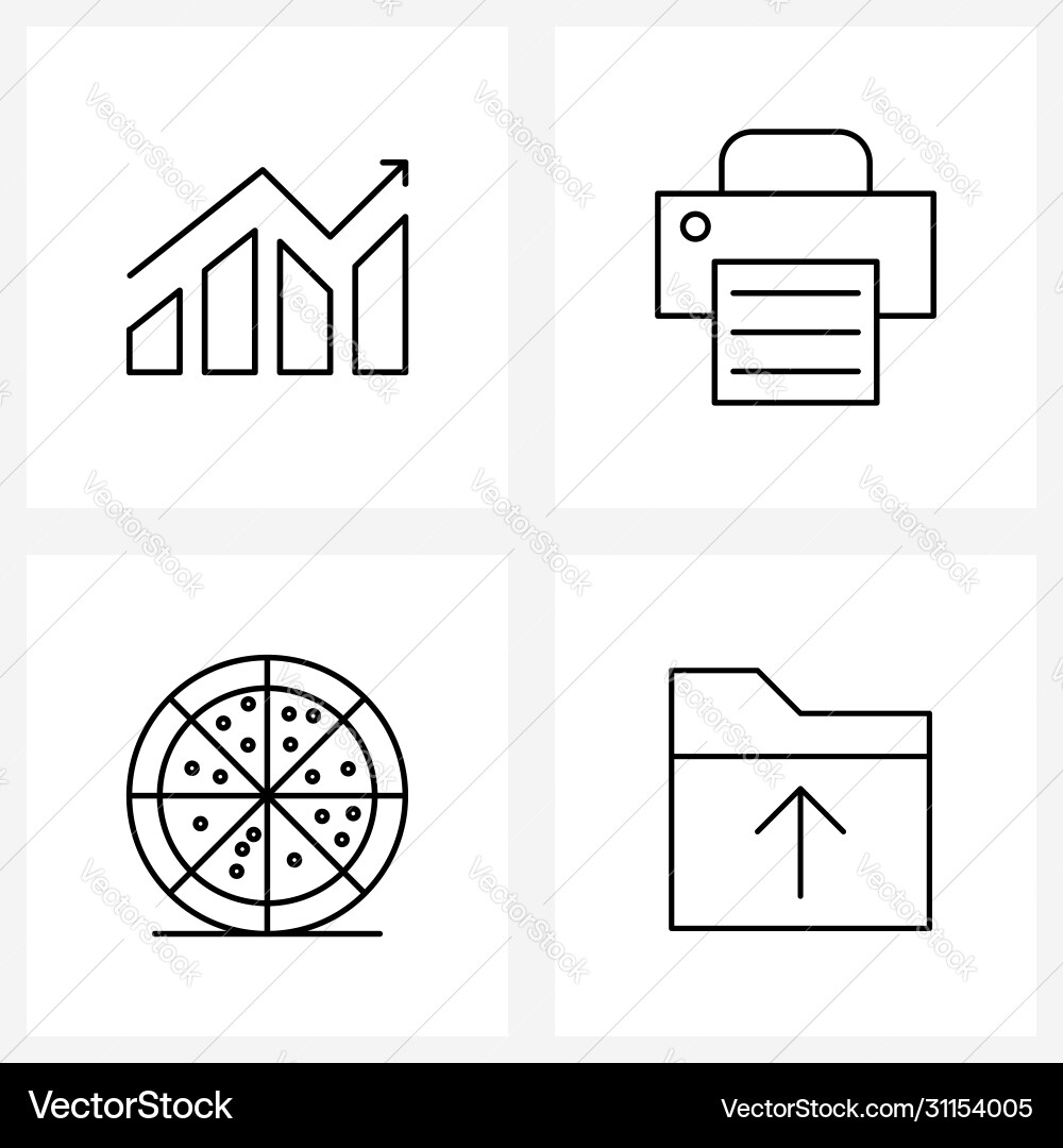 Set 4 simple line icons graph food Vector Image