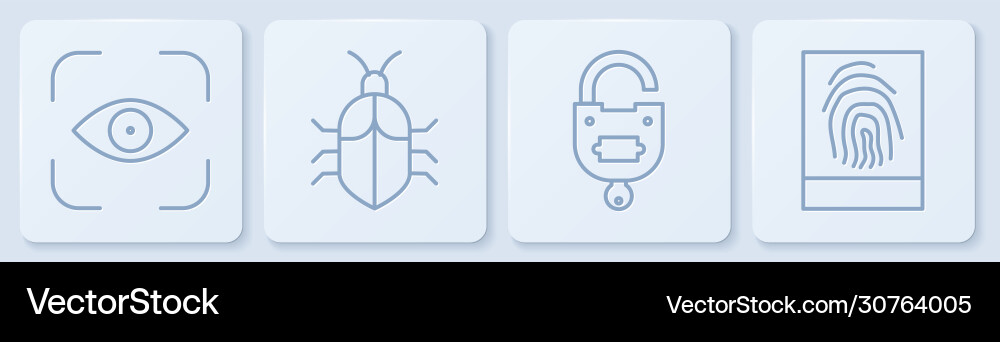 Set Line Eye Scan Lock und Key System Bug Konzept Vektorbild
